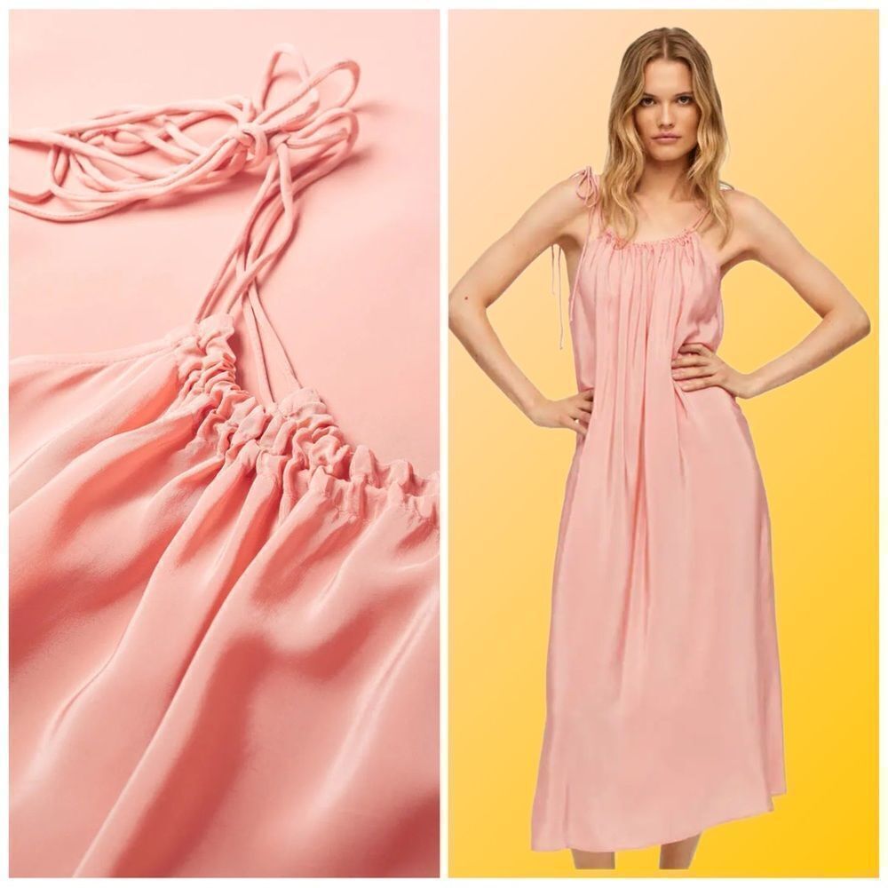 Mango Voluminous Dress Pink New Viscose Pockets